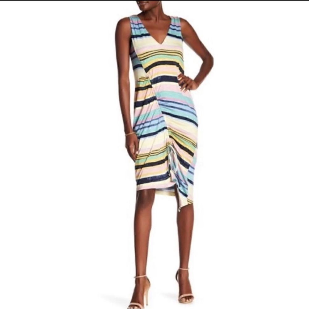 Rachel Roy adjustable ruched striped dress size XS